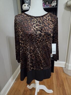 Brown & Black Leopard-Print Tunic Top